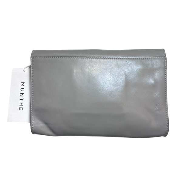 MUNTHE Foncho Light Gray Leather Shoulder Bag / Clutch Purse NWT - Picture 6 of 7